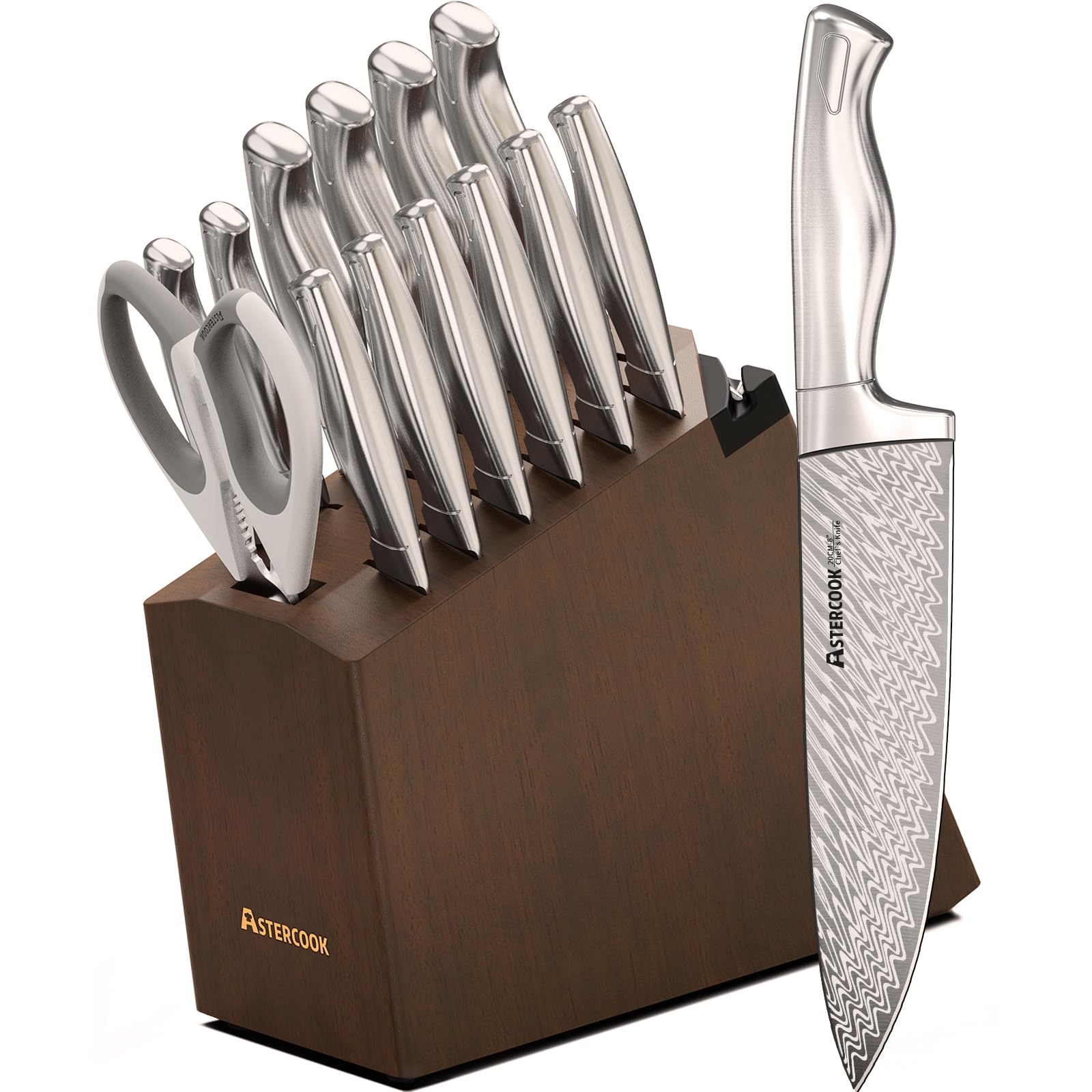 Astercook knife set 15-piece with block
