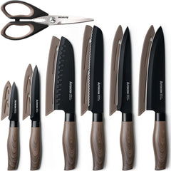 Astercook knife set with 8 inch chef knife and blade guards