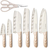 Astercook knife set 13-piece with ceramic coating and plastic wood-patterned handles