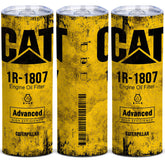 Athand Alfaro Yellow CAT 1R 1807 skinny tumbler with lid