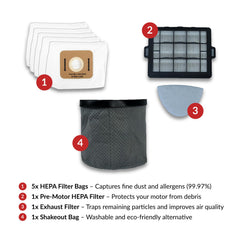 Replacement filters for Atrix Ergo Backpack VACBP vacuums compatible with VACBP- FMK