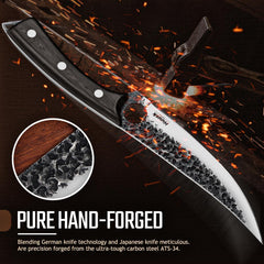 Full tang boning knife with ebony wood handle
