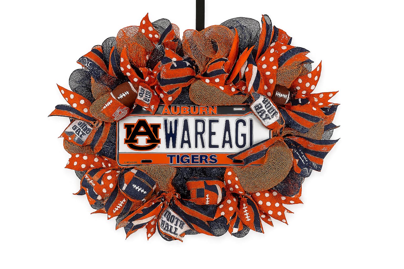 Auburn War Eagle Front Door Wreath 24 inch round for Tigers fans