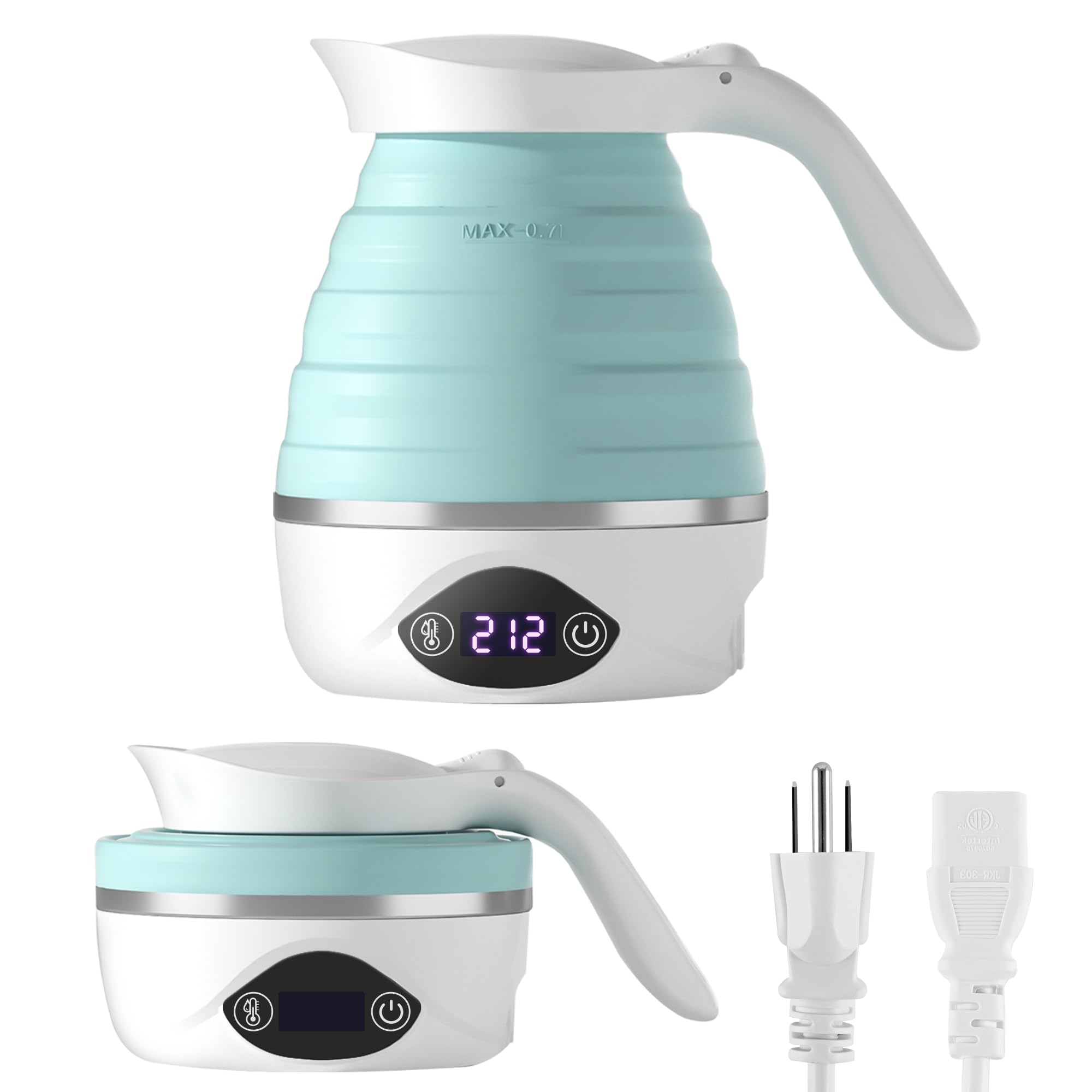 Folded AUCOO collapsible travel kettle ready for packing