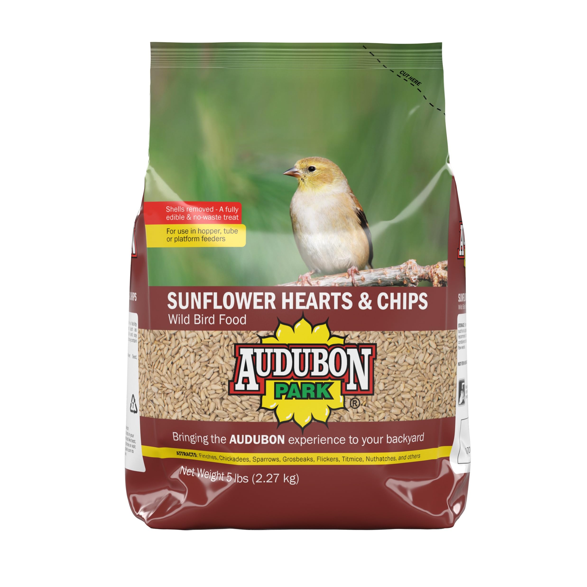 Audubon Park Sunflower Hearts & Chips Wild Bird Food 5-Pound Bag packaging