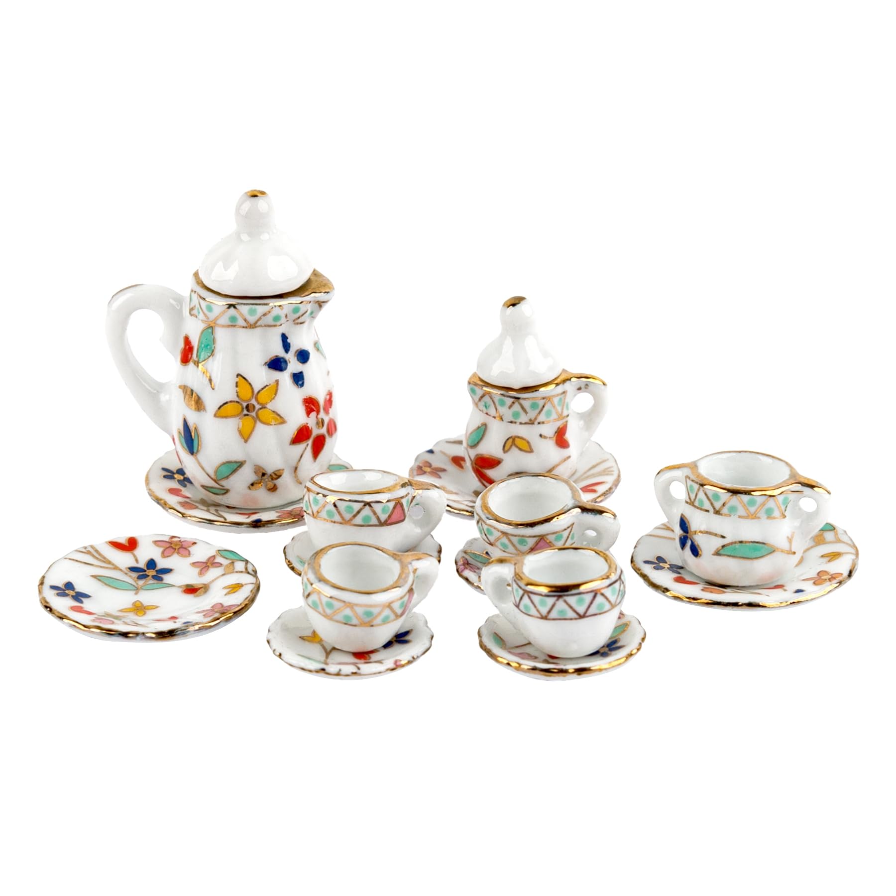 AUEAR 15 pack miniature porcelain tea set scale 1:12