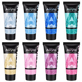 AUREUO Galaxy Glitter Acrylic Paint Set 8 color packaging
