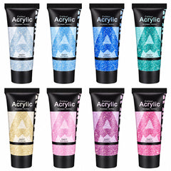 AUREUO Galaxy Glitter Acrylic Paint Set 8 color packaging