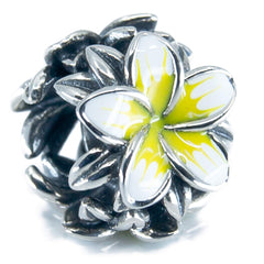 Aurora Charm Plumeria bead in sterling silver S925