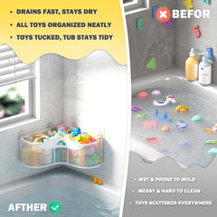 Austion bath toy storage with 3 sorting zones