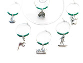 Australia wine charms set of 6 with green beads