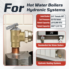 30 psi relief valve for hot water boiler system