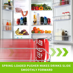 Automatic pusher glide keeps drinks front facing