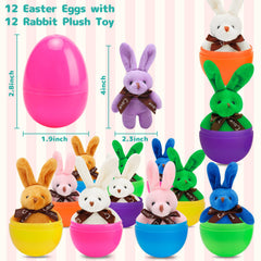 AUUGUU Easter Eggs packed for Easter egg hunts with plush rabbits