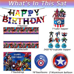 Avengers themed backdrop for party setup