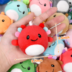Mini axolotl plush toy 2.5 H x 3.7 D size detail