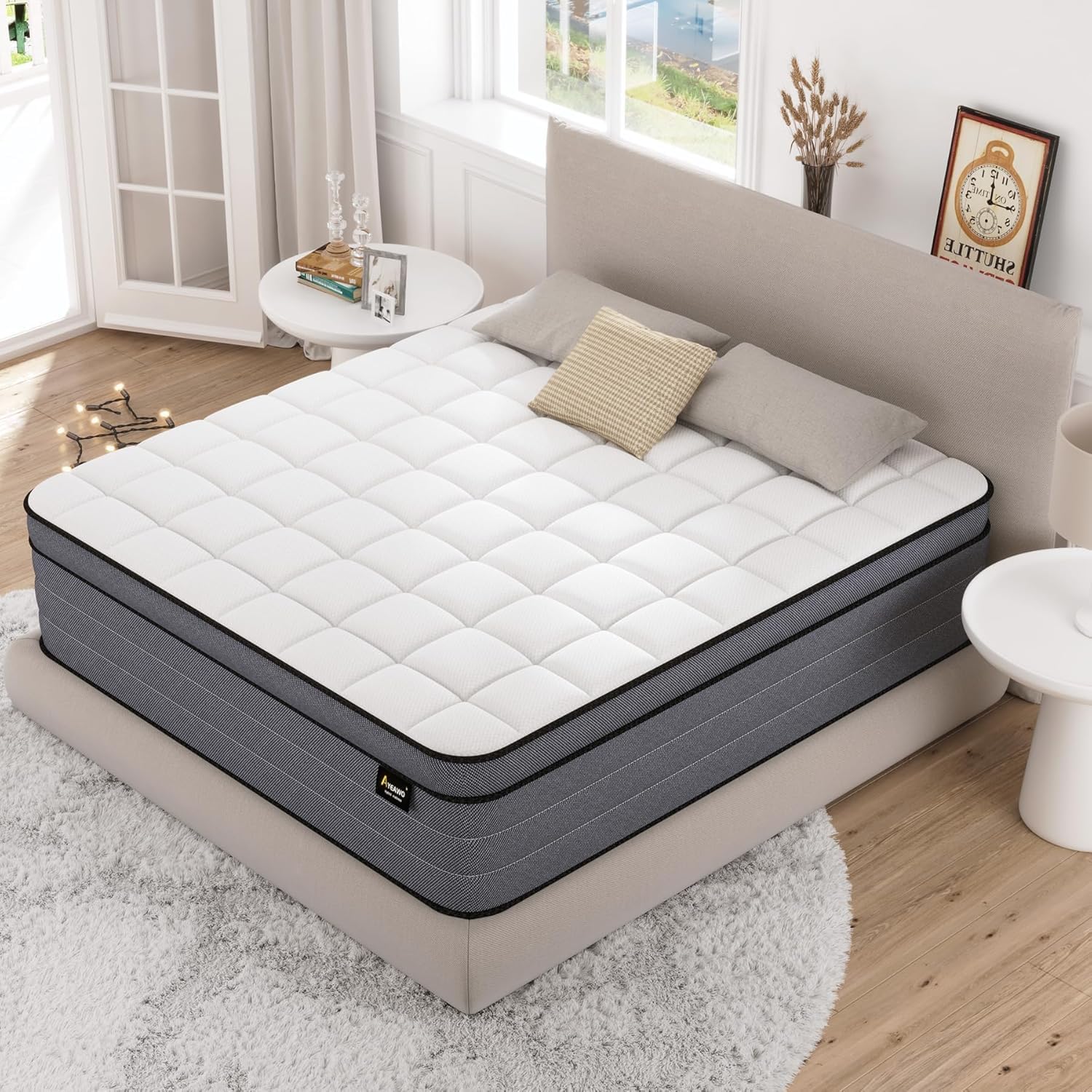 Ayeawo king size hybrid mattress in box packaging