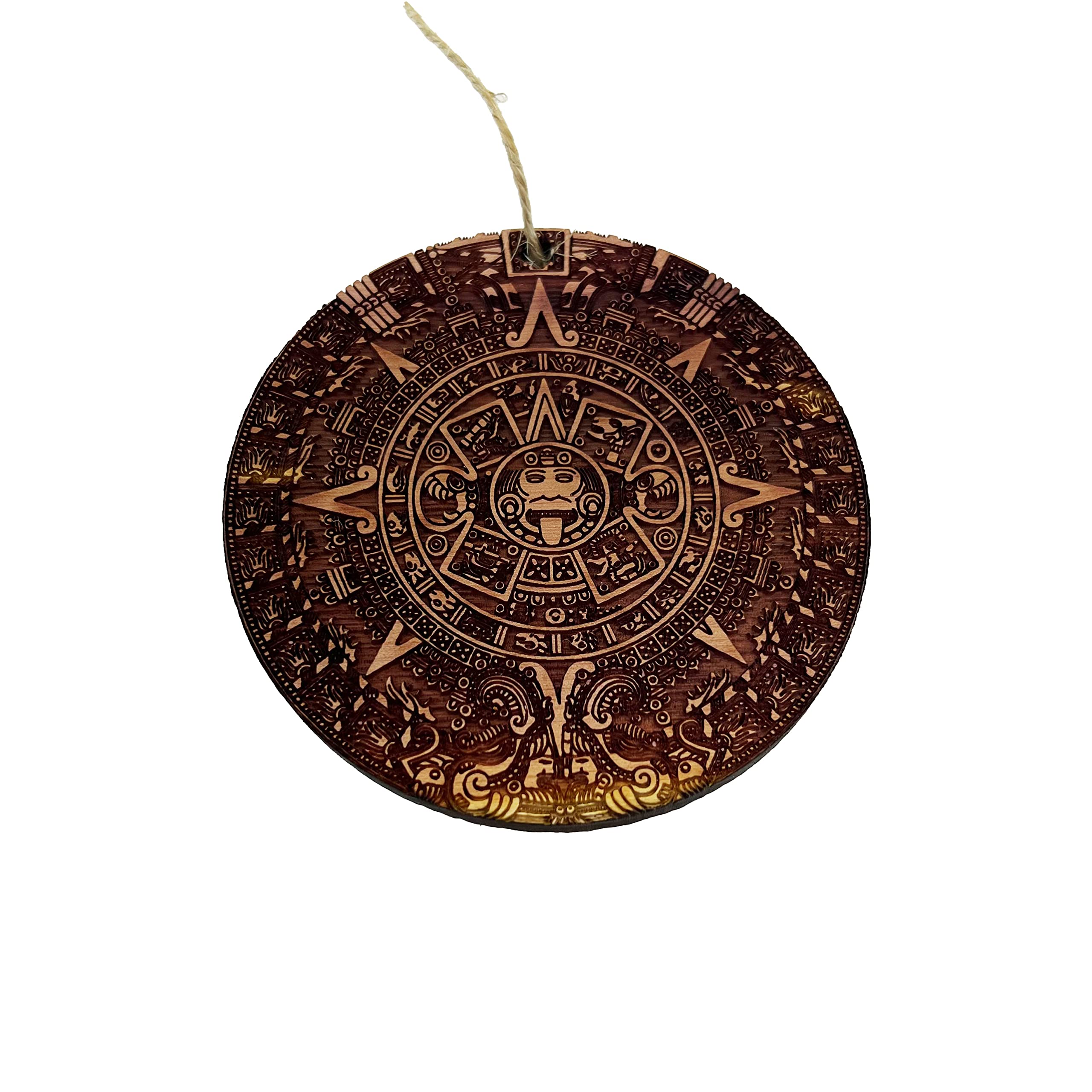 Aztec Mayan Calendar cedar ornament 1/4 inch raw cedar