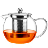 Baalaka Glass Teapot on stovetop with 22oz capacity and infuser