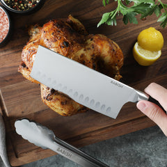 Full-tang forged cleaver knife with double-bolstered handle