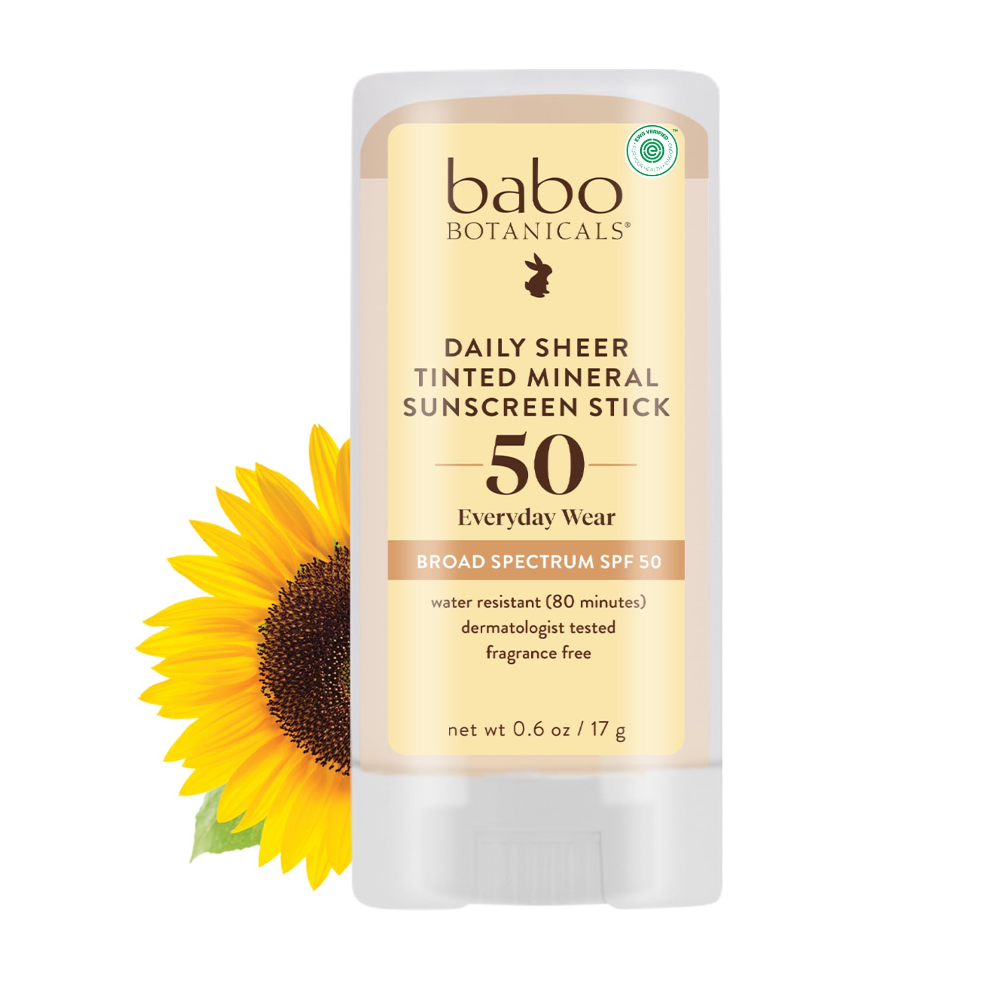 Babo Botanicals Daily Sheer Mineral tinted sunscreen stick SPF50 packaging