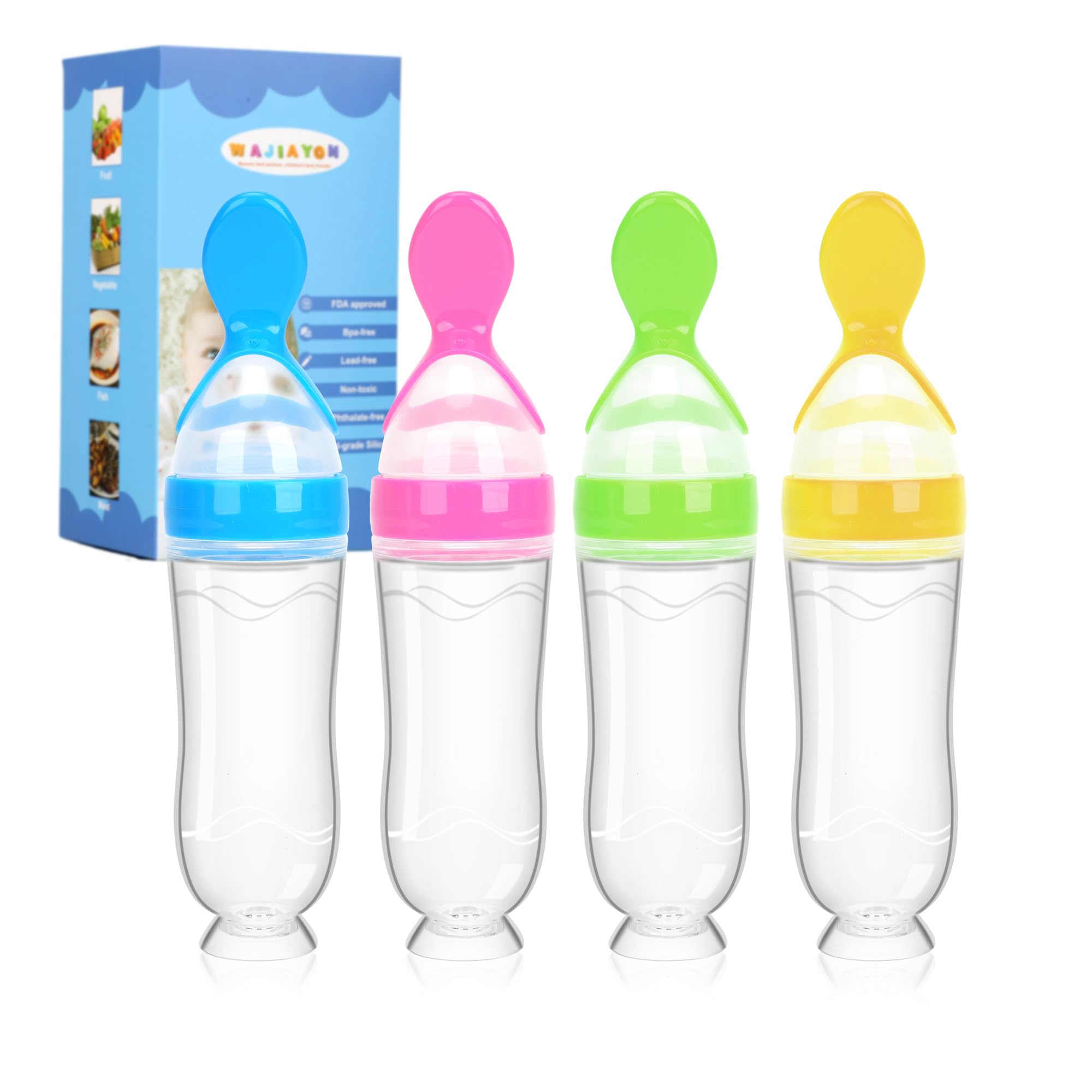 WAJIAYON baby food feeder 4 pack silicone spoons 3 oz