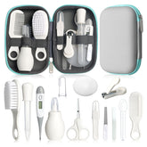 Newborn Grey White baby grooming kit with hair brush and comb