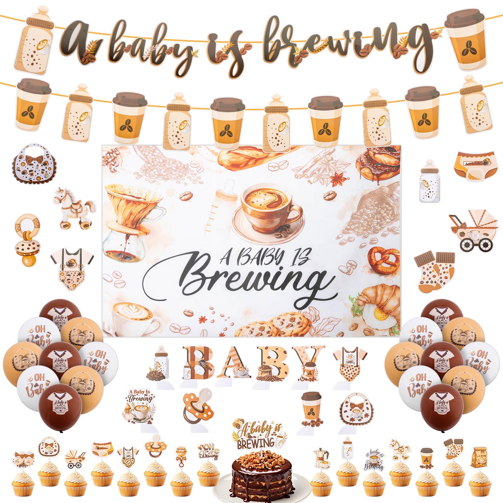 Banner for Baby is Brewing baby shower decor set