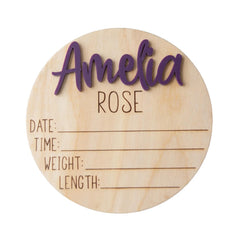 Customizable baby name sign for hospital with color acrylic options