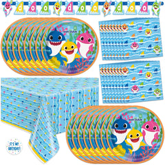 Baby Shark birthday decorations kit banner and table cloth