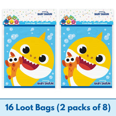 Baby Shark party favor bags 7.25 x 8.25 inches