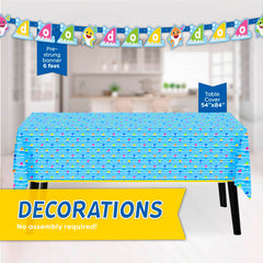 54x84 Baby Shark tablecloth included in kit