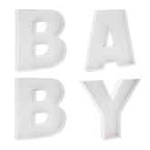 Set of four 8-inch BABY cardboard letters for baby shower display