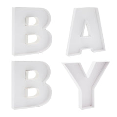 Set of four 8-inch BABY cardboard letters for baby shower display