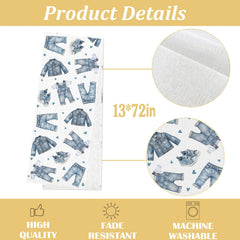 Bright vivid denim table runner with unique pattern