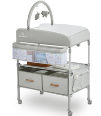 Brand BabyBond portable baby changing table with beige finish and 2 storage baskets