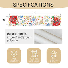Watercolor back to school print on polyester runner