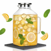 Front view of Bacohay 1 Gallon Glass Pitcher with Lid