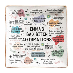 Bad Bitch Affirmation Personalized Bestie jewelry dish on dresser