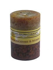 Badan Body Frankincense & Myrrh scented pillar candle round