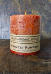Dark orange Badan pillar candle with 3pc option and rustic finish