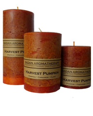 Badan harvest pumpkin spice pillar candle set in dark orange