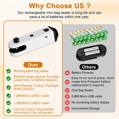 bag sealer with cutter and LED flashlight