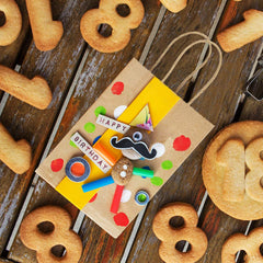 Brown kraft paper gift bags with sturdy bottoms and handles 5.25x3x8