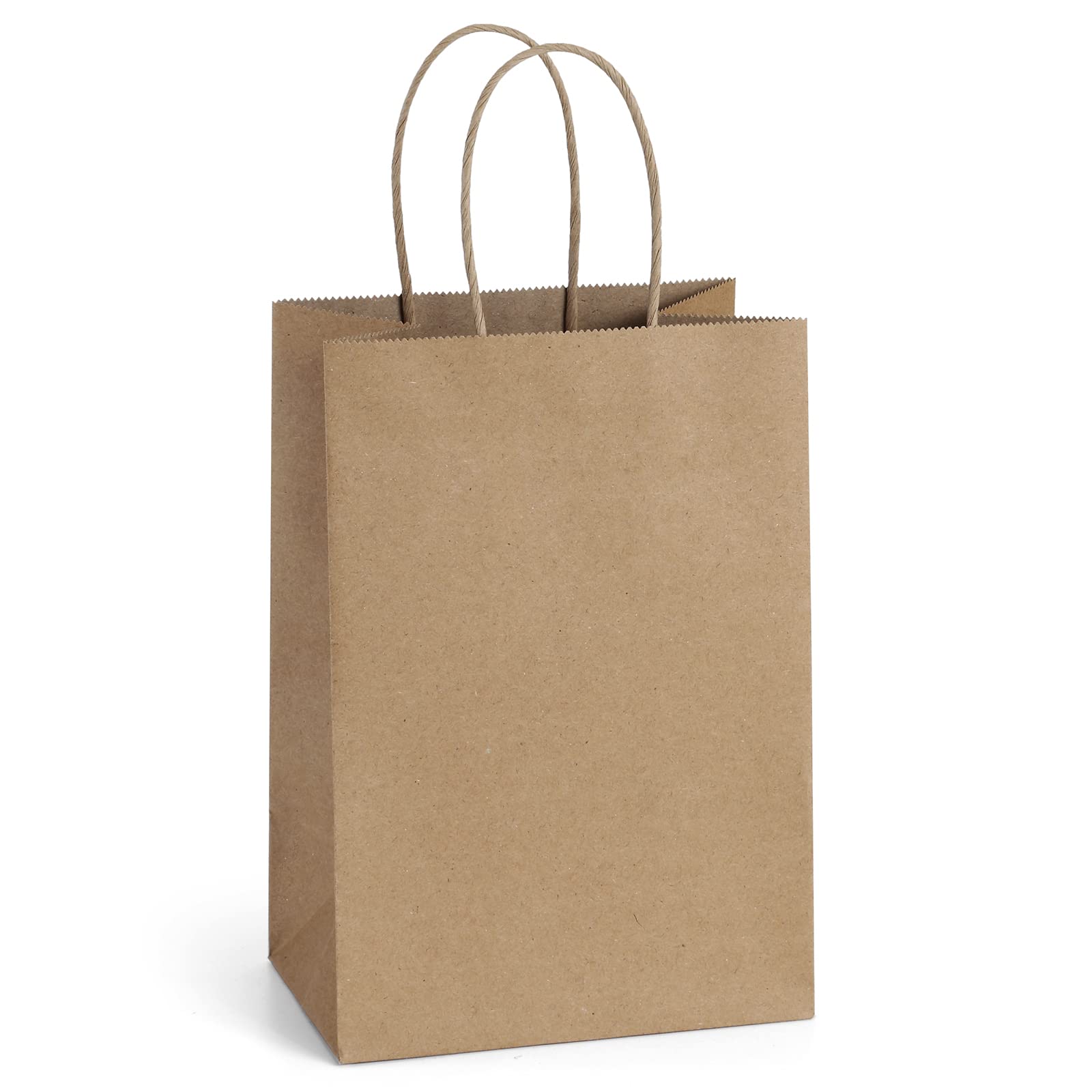 BagDream gift bags with handles in small brown kraft paper 5.25x3x8 inch