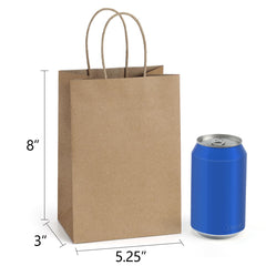 Small brown kraft paper gift bags 5.25x3x8 inches for wrapping