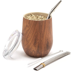 Balibetov 12 oz Mate Set cup with lid bombillas and brush
