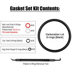 Red ball lock post gasket and white color matched gasket set