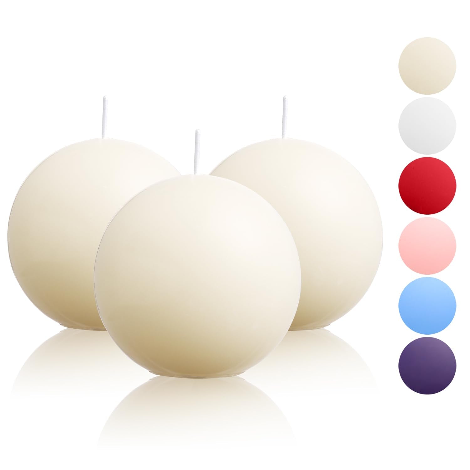 Ivory ball pillar candles set of 3 unscented 3inch