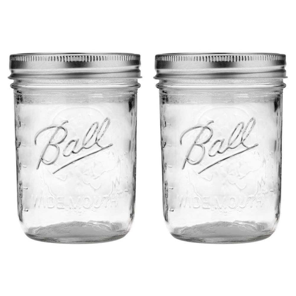 Ball wide mouth pint mason jars 16oz 2-pack with lids and bands